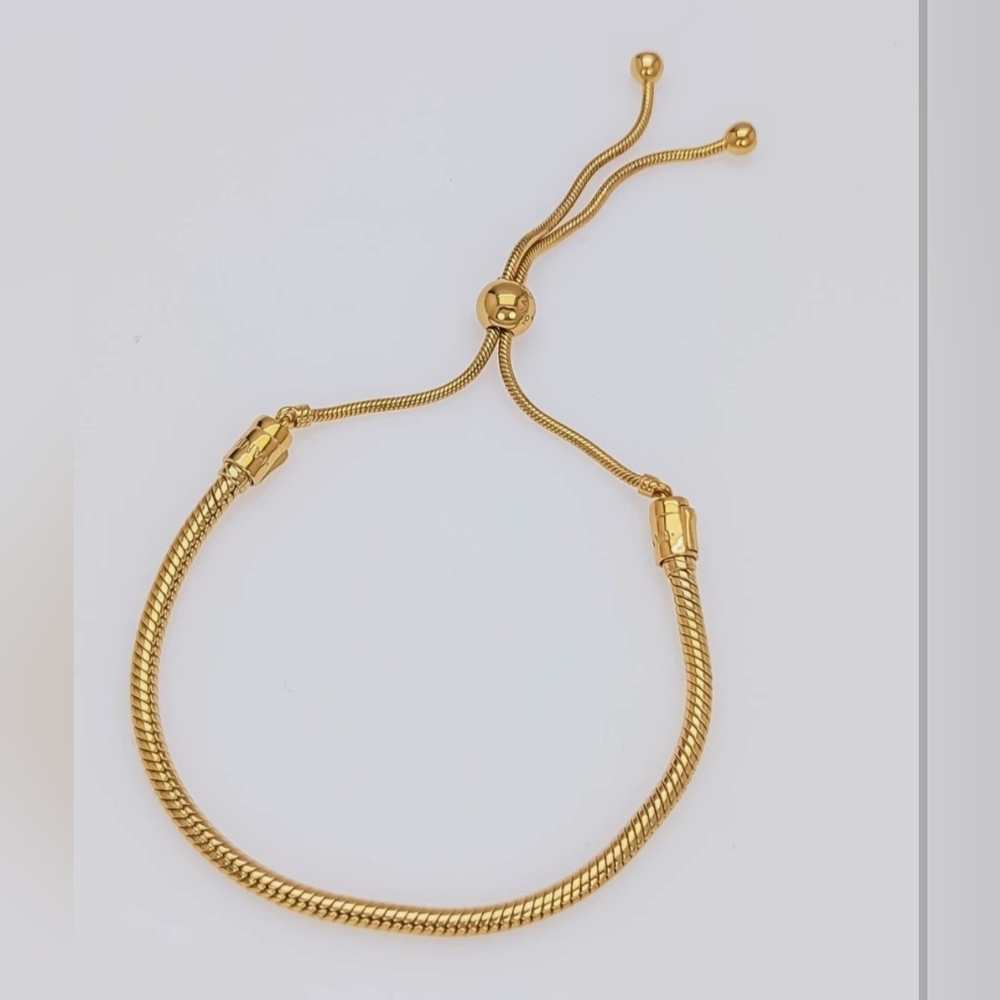 New 100% Authentic PANDORA 14K Plat Gold Plated Snake Chain Slider Bracelet